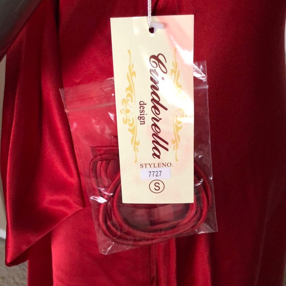 Cinderella Strapless Red Bridesmaid Prom Gown - Picture 7 of 10